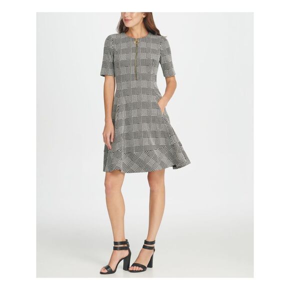 DKNY Women's  3/4 Sleeve Above the Knee Sheath Formal Dress  Black Size 8